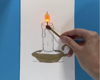 Moonshotkidz &quot;Candle flame&quot; Template & Instructions for Interactive Card Paper Electronics Easy fun tech art DIY STEAM Project