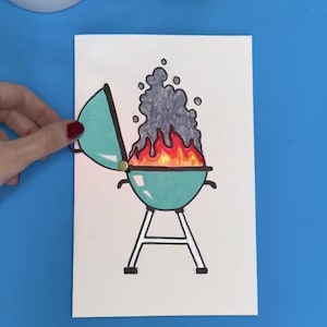 Plantilla y instrucciones de Moonshotkidz "Parrilla para barbacoa" para tarjetas interactivas Electrónica de papel Proyecto de arte tecnológico fácil y divertido DIY STEAM