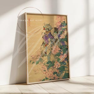 Mobile Suit Gundam Wing Poster · Wing Gundam Art Print ·  Mecha Artwork · Floral Garden Scene · Japanese Ukiyo-e Style · Gundam Wing Anime