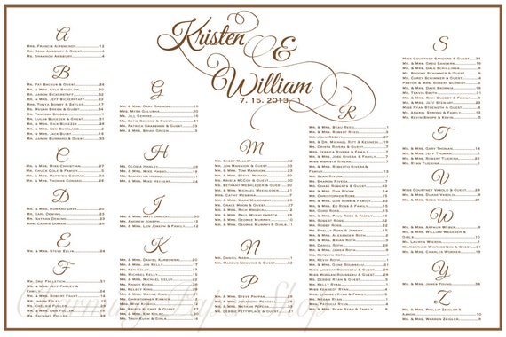 wedding seating chart table seating assignments reception etsy