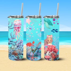 Tumbler Wrap,Mermaid, Tumbler Wrap Design,Sublimation Design,Digital Download,20 oz skinny tumbler,PNG file,Gift,Kids Tumbler Design