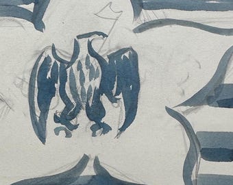 EH Shepard（プーさんの絵師）オリジナルイラストアート - USA ハクトウワシ