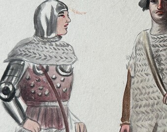 Medieval Theatre Costume Design - Rough Soldiers - Original Illustration Art