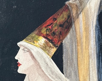 Medieval Theatre Costume Design by Percy Anderson - Joan of Arc - Original Illustration Art