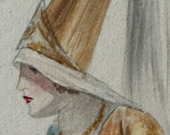 Medieval Theatre Costume Design by Percy Anderson - Joan of Arc - Original Illustration Art