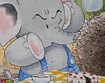 ハンピー・ザ・エレファントのオリジナルイラストアート - フルカラー