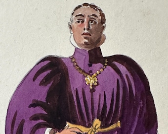 Medieval Theatre Costume Design - Original Illustration Art