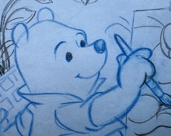 DISNEY - Winnie the Pooh and Piglet Design Visual for Book Page - Original Illustration Art