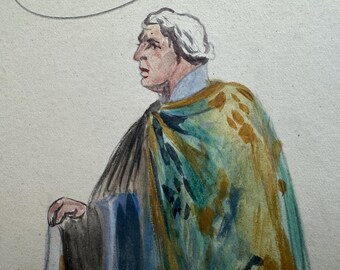 Medieval Theatre Costume Design - Knight - Original Illustration Art