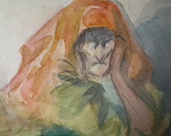 Theatre Costume Design - The Old Woman - Original Illustration Art