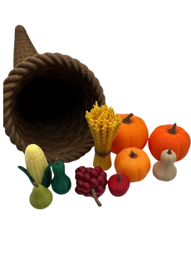 Mini 3D Printed Thanksgiving Cornucopia Horn of Plenty With Fillers ...