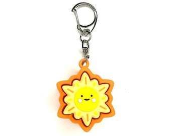 Happy Sunshine Fidget Clicker Keychain- Portable Sensory Toy for Focus & Anxiety, Cute, Funny
