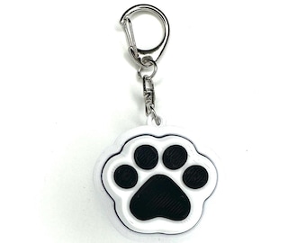 White Paw Print Fidget Clicker Keychain- Portable Sensory Toy for Focus & Anxiety, Animals, Pets