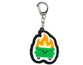 Happy Dumpster Fire Fidget Clicker Keychain- Portable Sensory Toy for Focus & Anxiety
