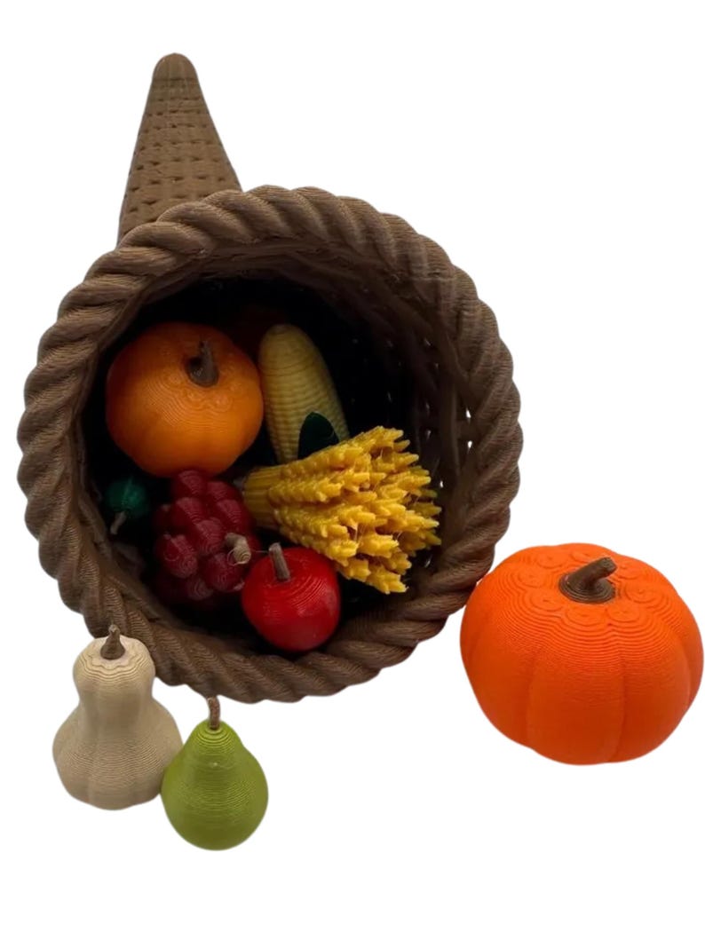 Mini 3D Printed Thanksgiving Cornucopia Horn of Plenty With Fillers ...