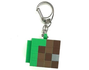 Minecraft Grass Cube Block Fidget Clicker Keychain- Portable Sensory Toy for Focus & Anxiety, Gaming, Unique Gift