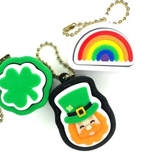 St. Patrick&#39;s Day Fidget Clicker Set of 3: Leprechaun, Shamrock, Rainbow Portable Sensory Toy Focus & Anxiety, Ireland, Irish, St. Paddy&#39;s