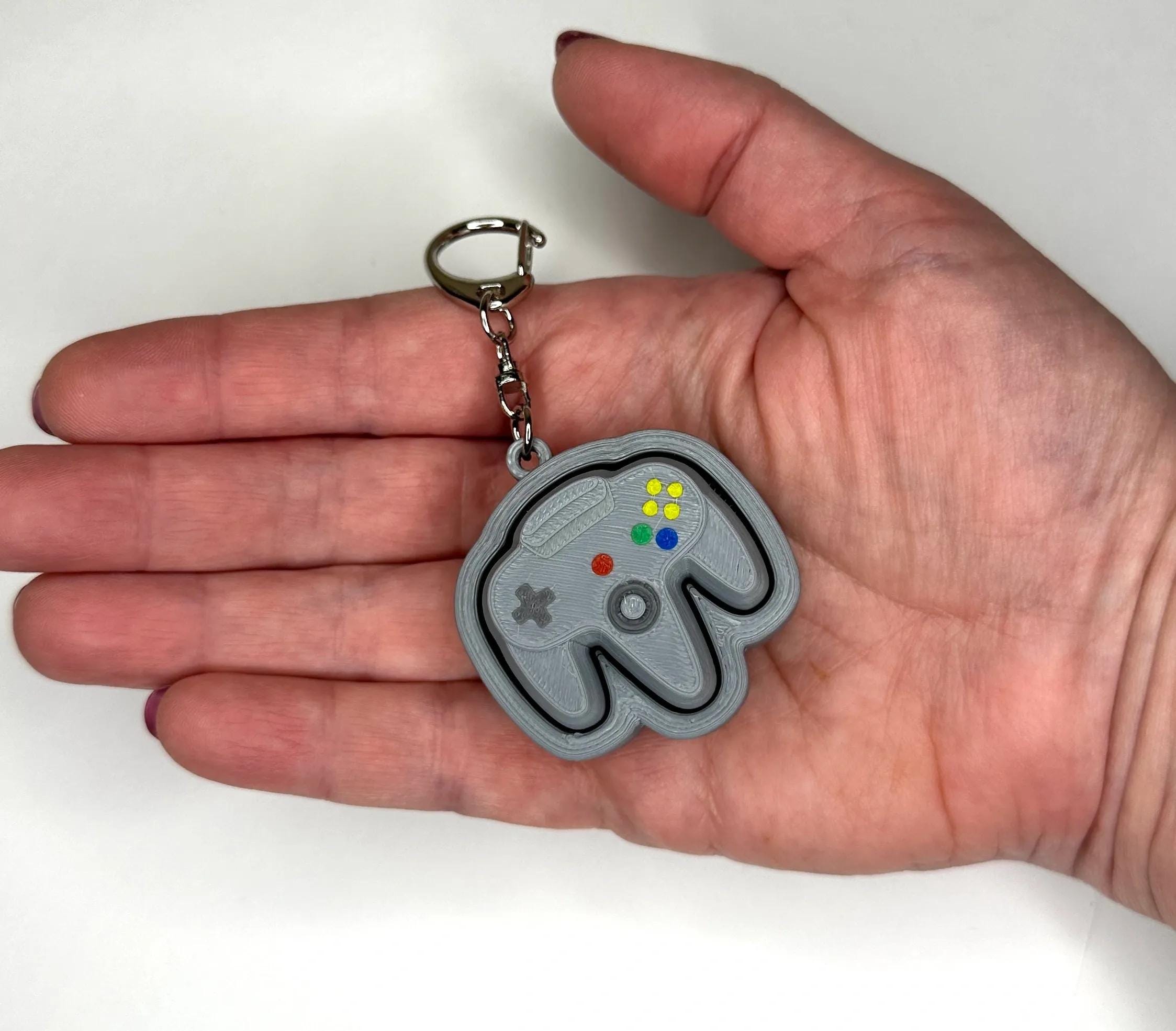 N64 Inspired Video Game Controller Fidget Clicker Keychain