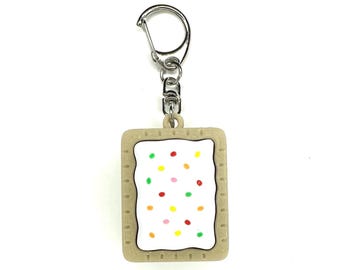 Strawberry Toaster Pastry Pop Tart Fidget Clicker Keychain- Portable Sensory Toy for Focus & Anxiety, Food, Snacks