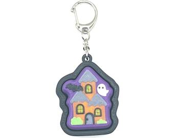 Halloween Haunted House Fidget Clicker Keychain- Autumn, Fall, Portable Sensory Toy for Focus & Anxiety, Trick or Treat