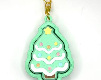 Pastel Christmas Tree Fidget Clicker Keychain- Portable Sensory Toy for Focus & Anxiety, Christmas, Stocking Stuffer