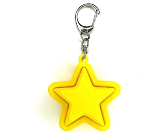 Yellow Star Fidget Clicker Keychain- Portable Sensory Toy for Focus & Anxiety, Cute, Funny
