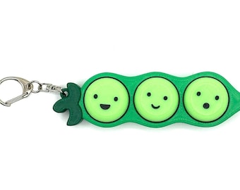 Deluxe Large Peapod Triple Fidget Clicker Portable Sensory Toy for Focus & Anxiety, Food, Nature, Cute