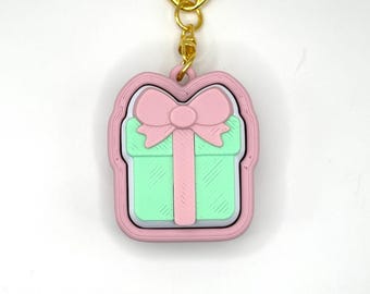 Pastel Present Fidget Clicker Keychain- Portable Sensory Toy for Focus & Anxiety, Christmas, Stocking  Stuffer