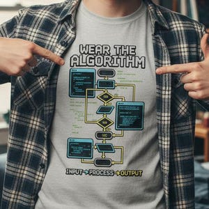 Wear the Algorithm T-Shirt, Flowchart Input Process Output Tech Programming Tee, Algorithm Diagram Tee, Programmer Shirt