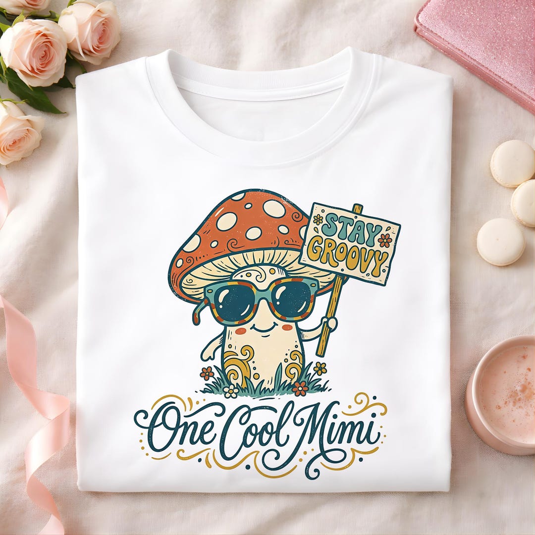 Stay Groovy One Cool Mimi Clipart Png Shirt Design Retro Mushroom ...