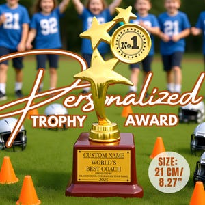 Personalized Sport Star Trophy Award for World&#39;s Greatest Coach, Soccer Basketball Football Coach Award Present National Coach’s Day Gift