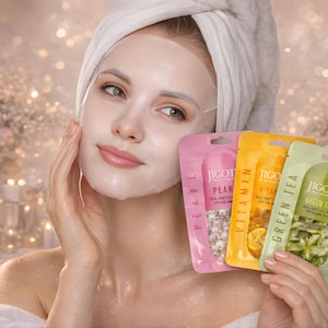 Koreaans bladmasker, gezichtsmasker met parel vitamine groene thee, hydraterend ampulmasker, K Beauty Skincare cadeau voor haar