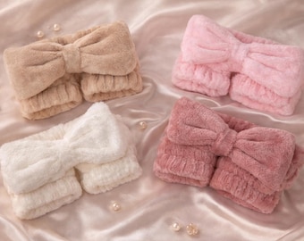Soft SPA Headband & Wristband Set: Facial Self-Care Accessories, Spa Essentials, Skincare Makeup Face Wash Headband, Spa Party Favor Gifts