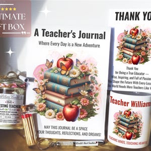 Ideias exclusivas para presentes de dia de apreciação do professor, diário, caderno, caneca personalizada, vela engraçada perfumada e cartão, ideia de caixa de presente surpresa personalizada