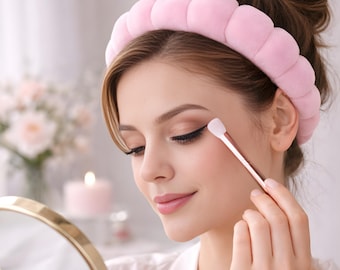 Zestaw opaski na głowę i nadgarstek SPA: Akcesoria do pielęgnacji twarzy, Niezbędne produkty do spa, Opaska do mycia twarzy i makijażu, Prezenty na imprezę w spa