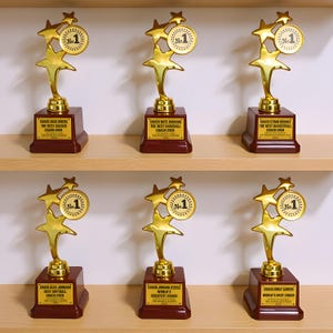 Custom Star Trophy Award for World's Greatest Coach, Basketball Coach Award, Football Coach Present, Soccer Coach Gift, National Coach’s Day