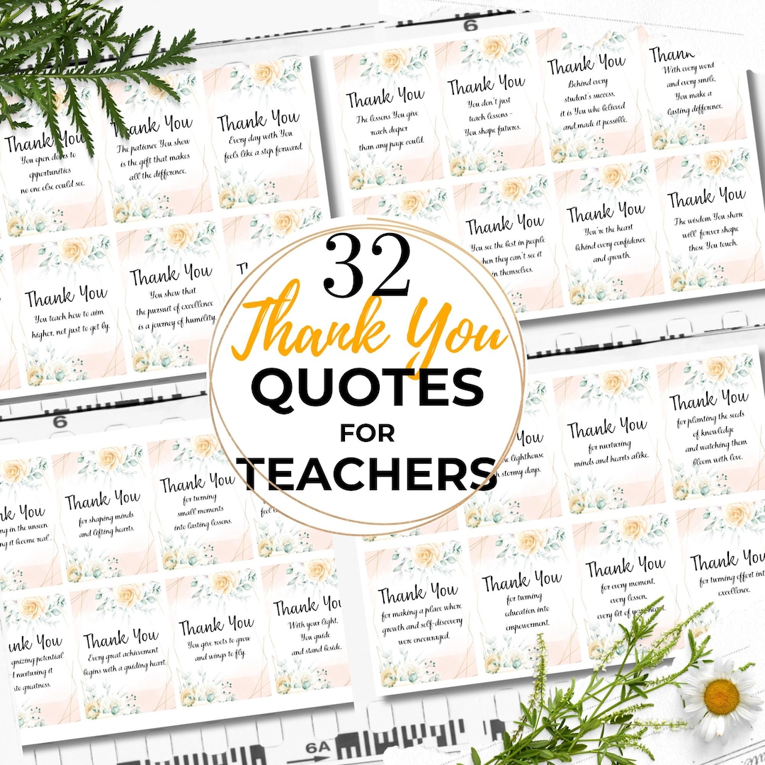 Thank You Teacher Quotes - Printable Cards Quotes for Teachers From