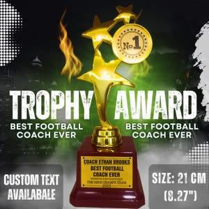 Custom Trophy Award For Football Coach Football Coach Present Football Coach Gift, Soccer Coach Gift, National Coach’s Day World Best Coach