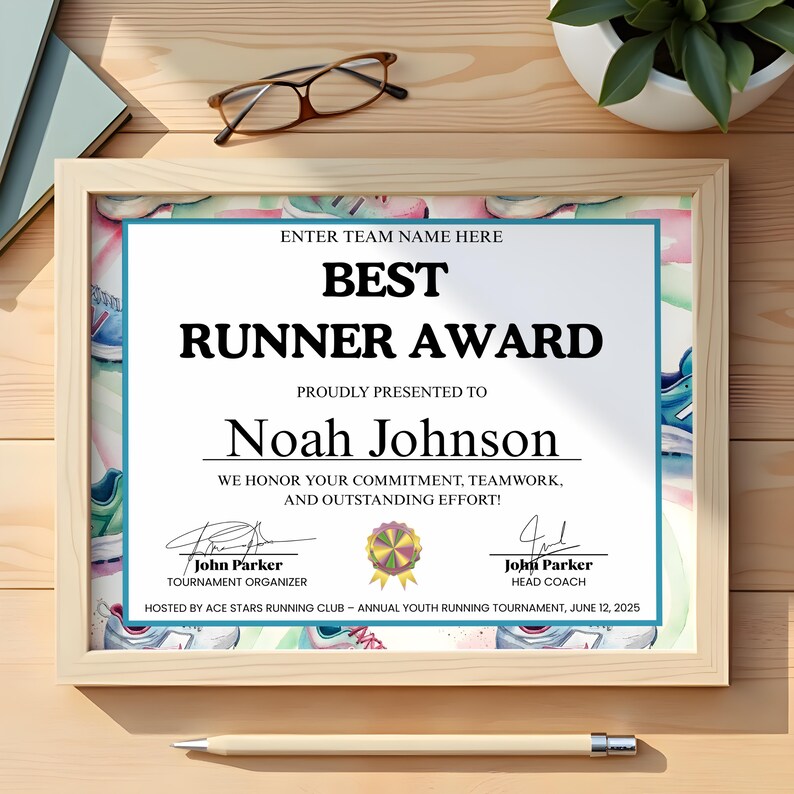 Running Award Certificate Template Printable Editable Sports ...