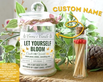 Personalized Self Love & Self Care Scented Candle Gift Box Law of Attraction Candle Jar Gift Set Positive Affirmation and Stress Relief Gift