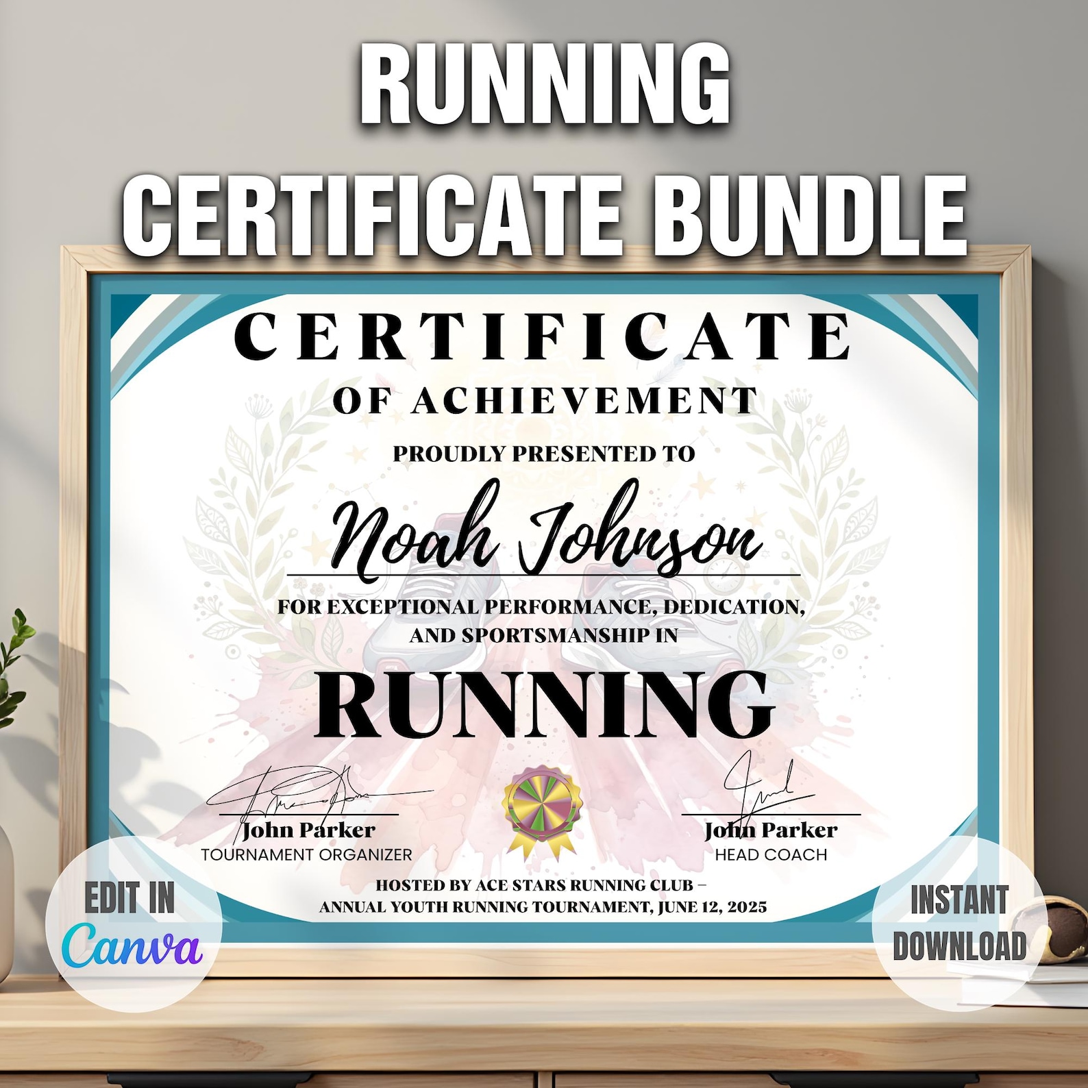 Running Award Certificate Template Printable Editable Sports ...