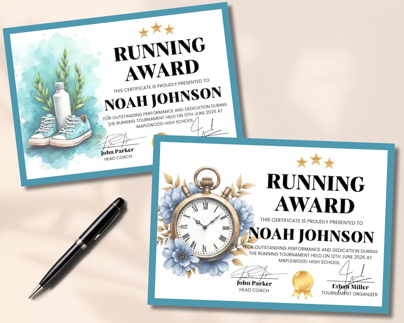 Running Award Certificate Template Printable Editable Sports ...