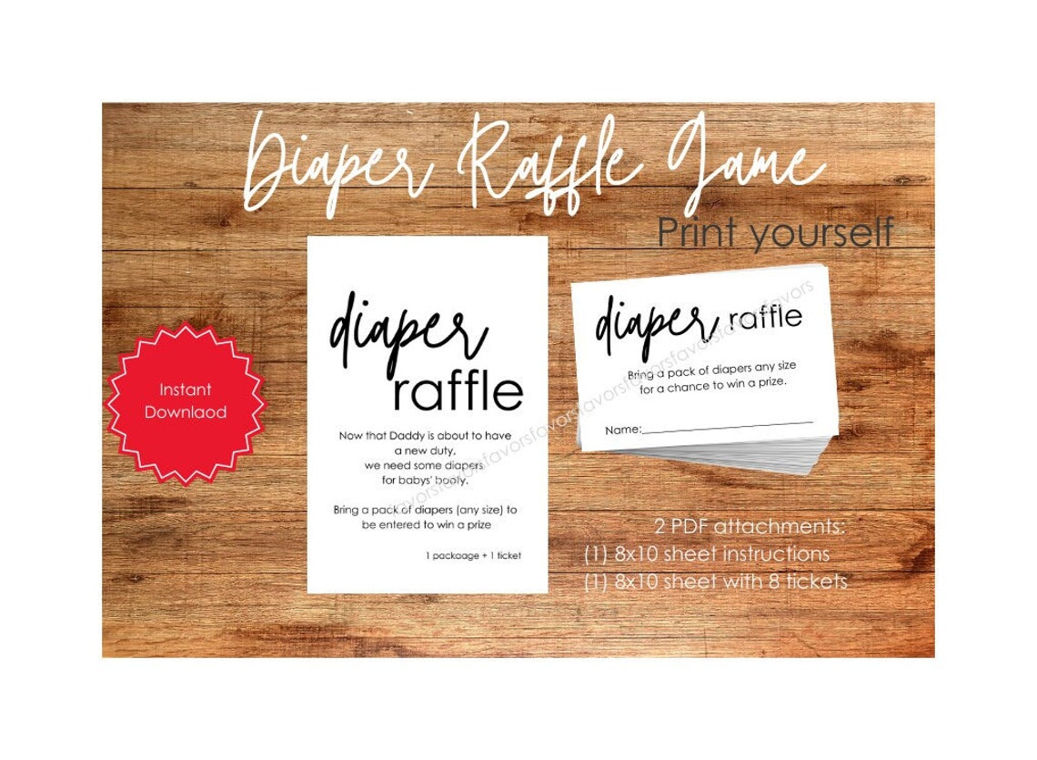 Diper Raffle Printable Diaper Raffle Printable PDF - Etsy