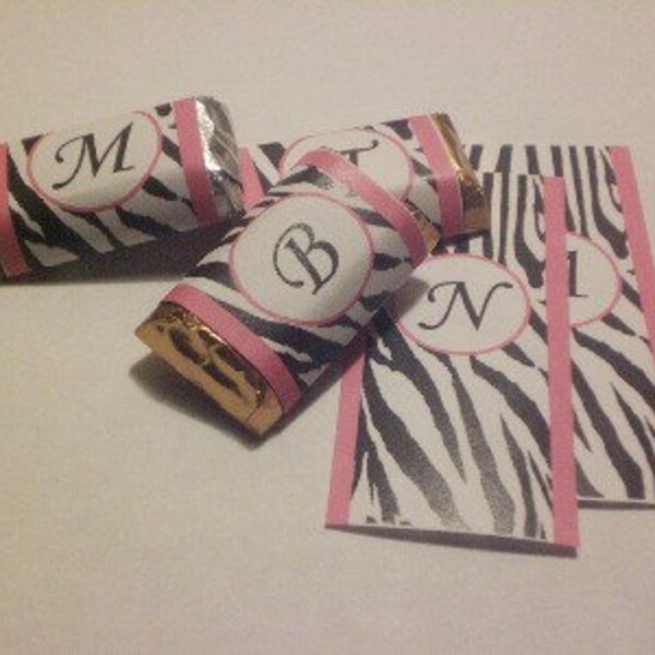 60 Zebra Monogramed Hershey Miniatures