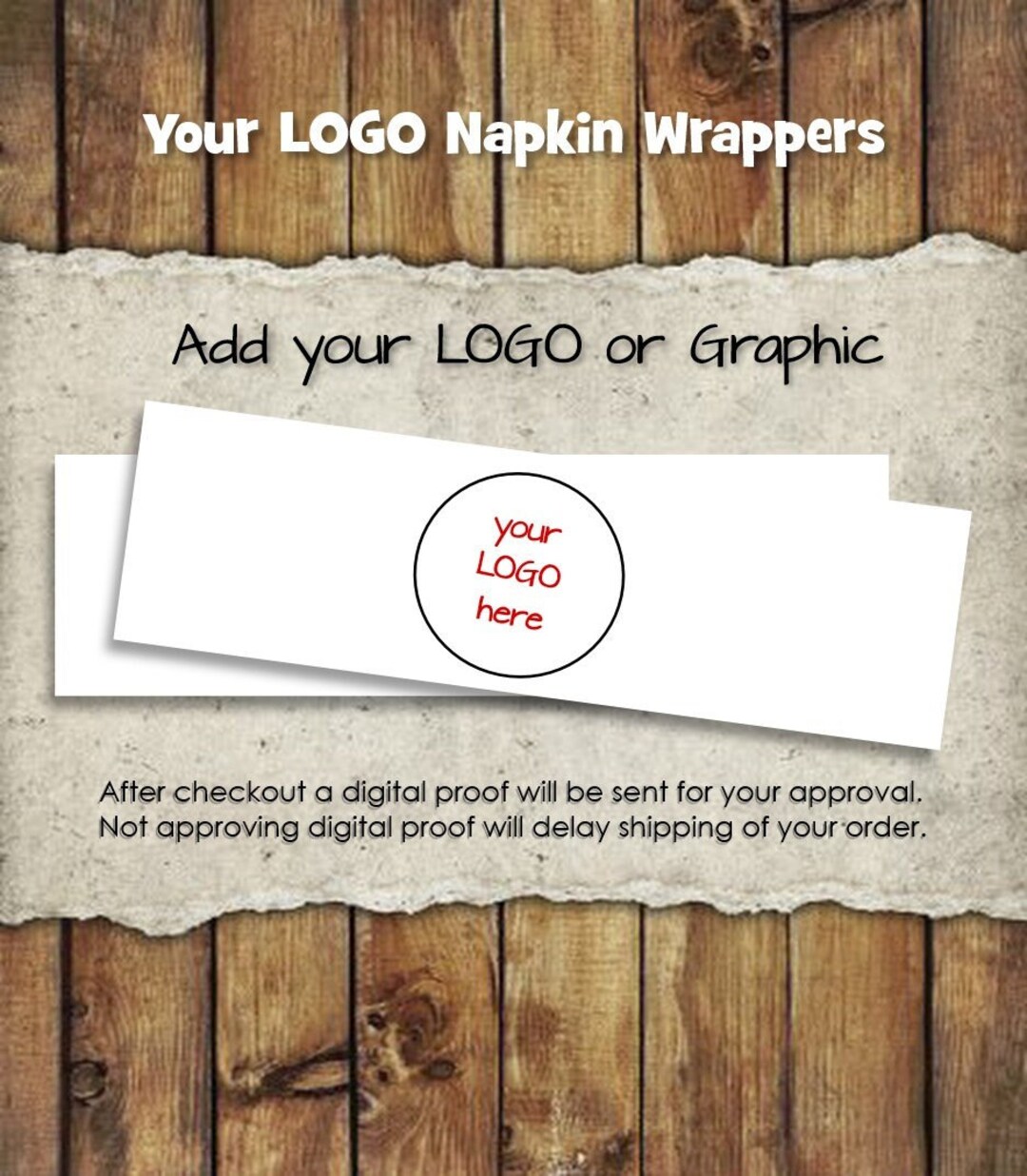 50 Personalized Logo Napkin Wrappers - Etsy