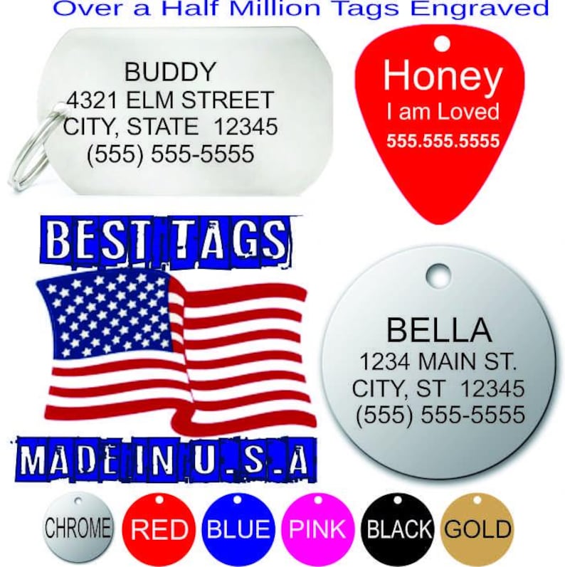 PREMIUM Engraved Pet ID Tag - FREE Shipping! Custom / Person