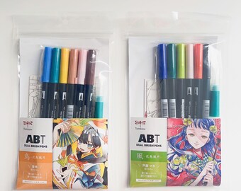 Limited Edition Tombow Dual Brush Pen ABT 6 color set Bird with Water Brush