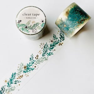30mm Fir Tree/Wreath Christmas Clear Washi Tape 3m – MIND WAVE Winter Foil Stamping Decorative Tape for Journaling, Wrapping & Scrapbooking
