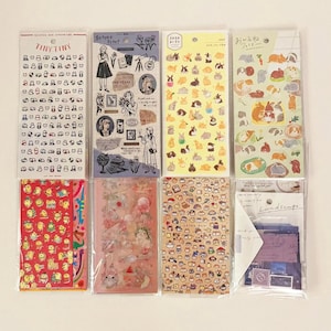 Conjunto de adesivos fofos com 29 designs, 3 a 6 folhas para diário, scrapbooking, artesanato, Mind Wave com hamster, coelho, panda e fantasmas