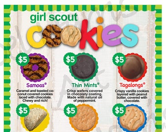 2019 LBB Girl Scout Cookie Price List GS Booth Menu 8.5 x 11 Printable 2 Versions All Cookies 5.00